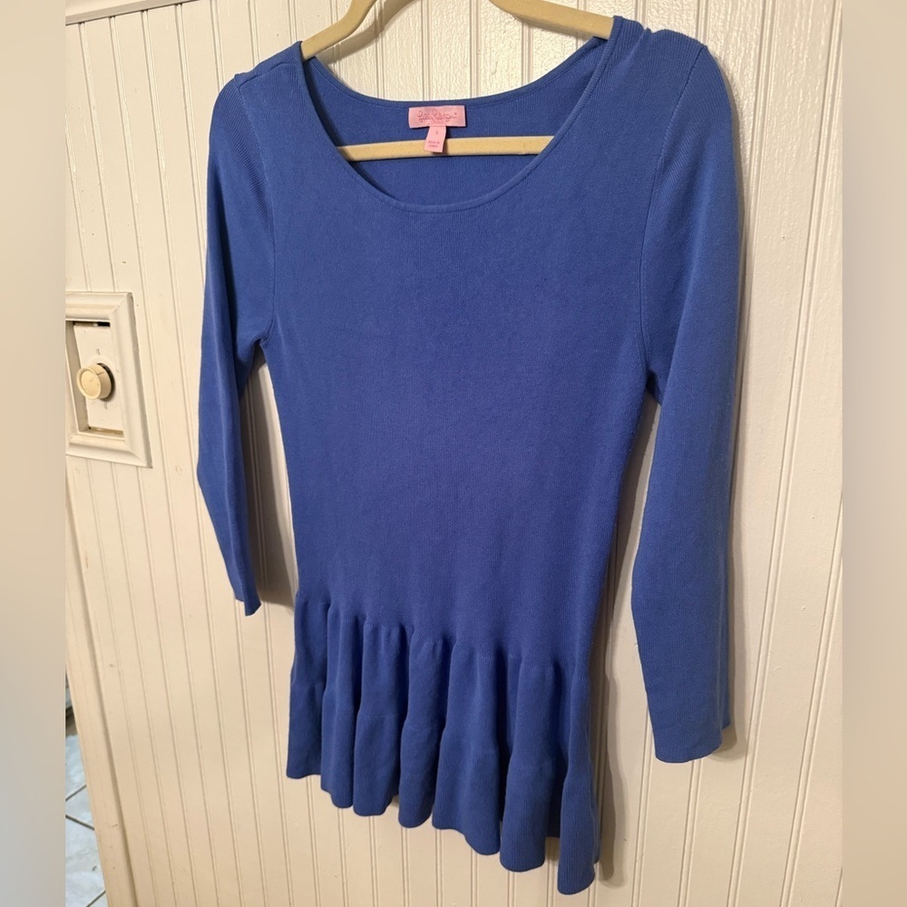 Lilly Pulitzer Celene Peplum Sweater small periwinkle